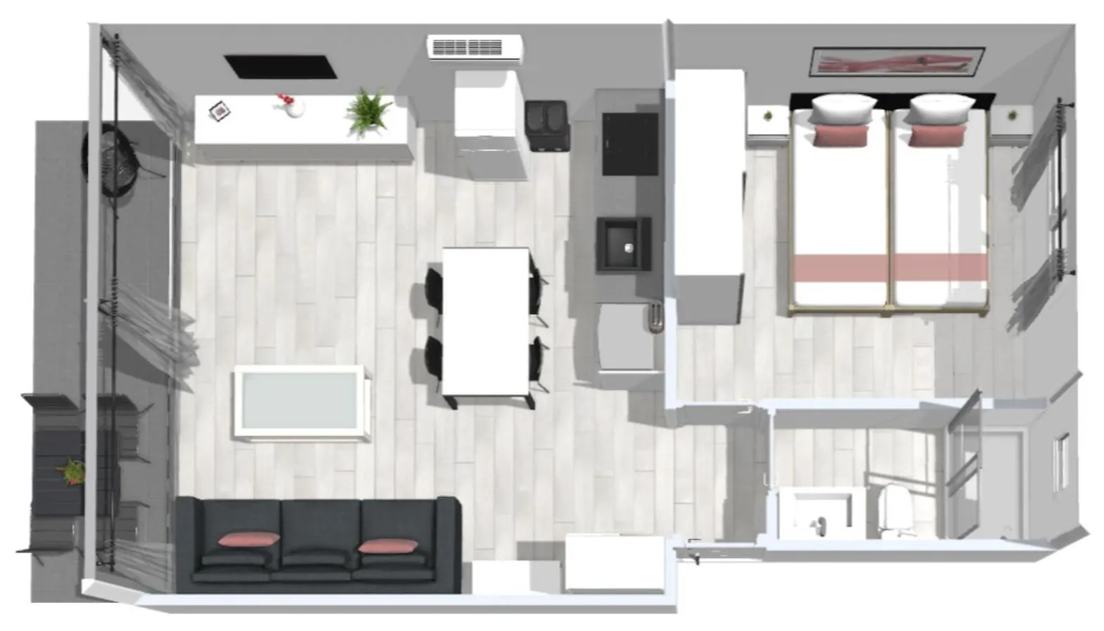 Roses Apartments Estudio 2 vista mar lateral